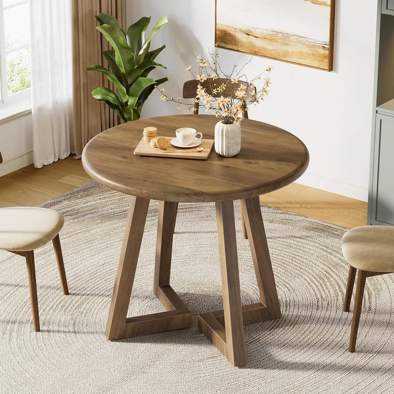 Tribesigns Table de salle à manger ronde pour 2 à 4 personnes idéale pour la cuisine et la salle à manger