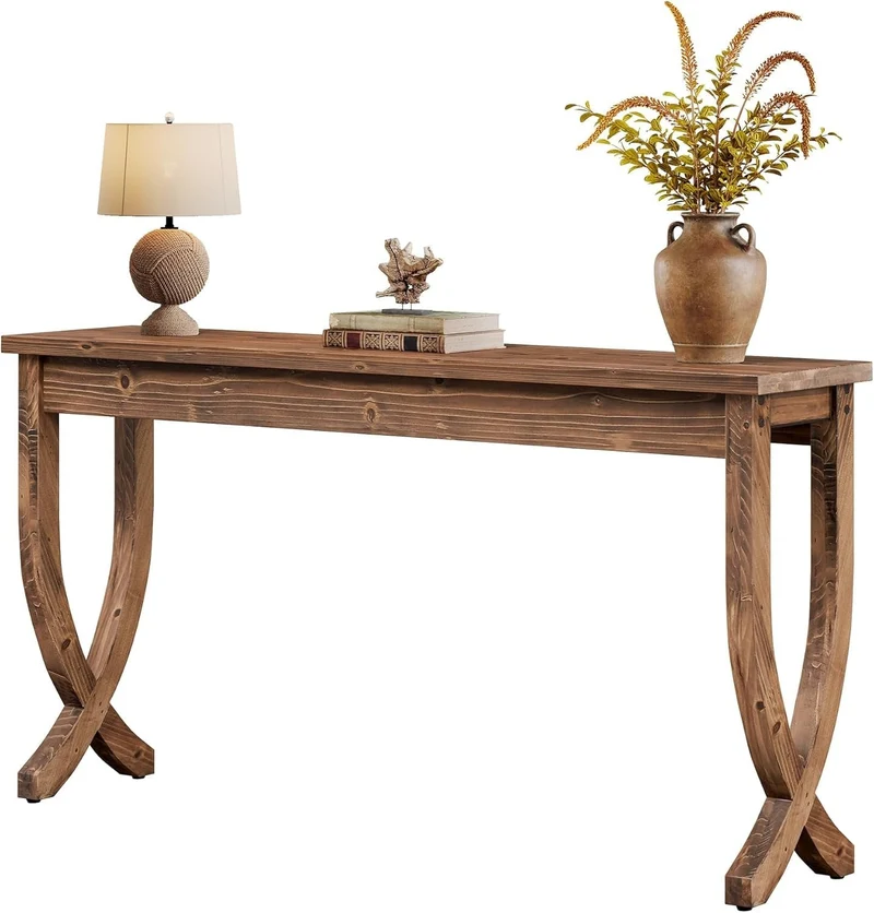 TRIBEWOOD Console en bois massif 160 cm, Table d'entrée de style ferme longue table basse pour salon