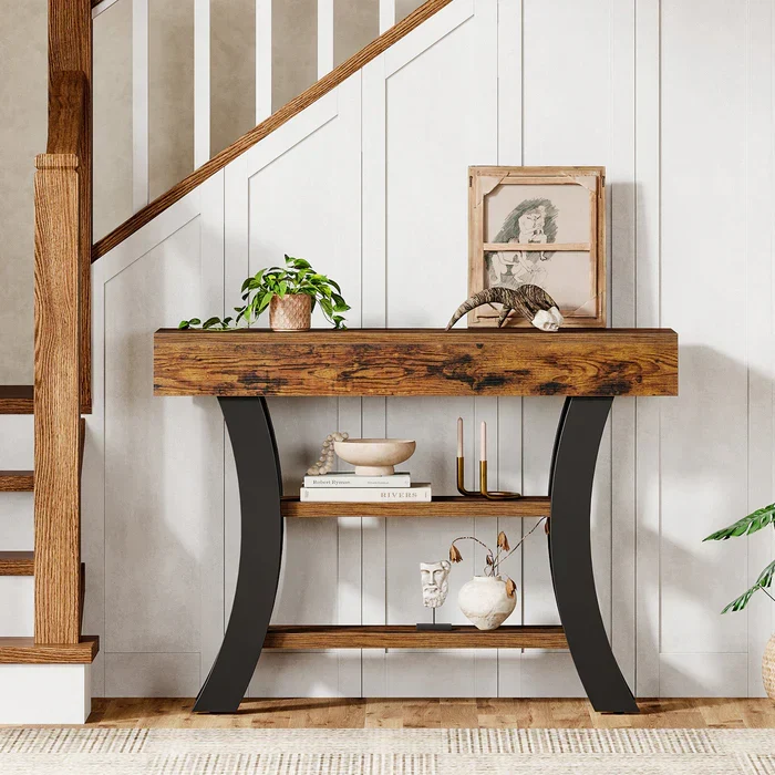 Tribesigns Console de 105 cm, Table d'entrée de canapé avec compartiments de rangement