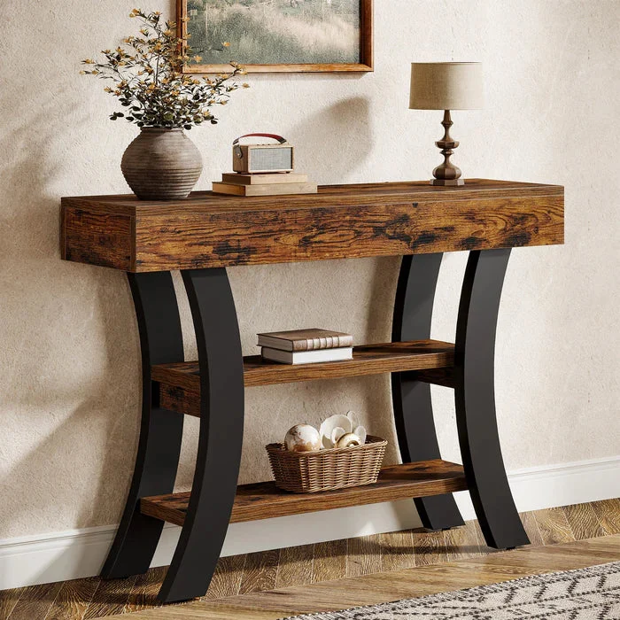 Tribesigns Console de 105 cm, Table d'entrée de canapé avec compartiments de rangement
