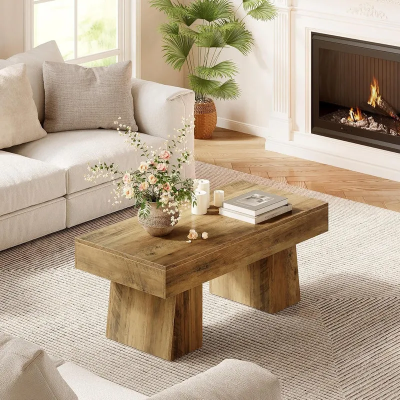 Tribesigns Table basse Hofhaus 120 cm, Table de campagne solide avec cadre robuste