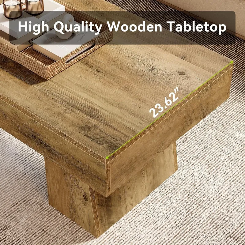 Tribesigns Table basse Hofhaus 120 cm, Table de campagne solide avec cadre robuste