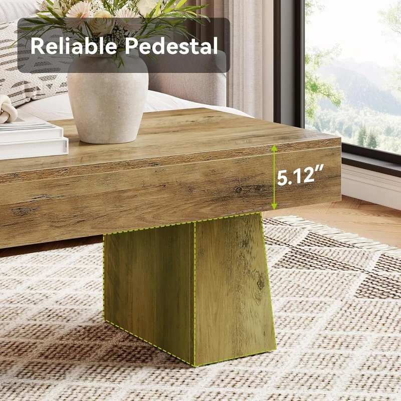 Tribesigns Table basse Hofhaus 120 cm, Table de campagne solide avec cadre robuste