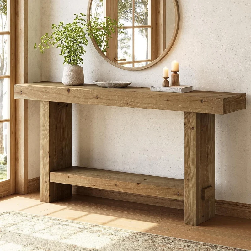 Tribesigns Table console extra longue avec plateau élargi et double base stable pour salon