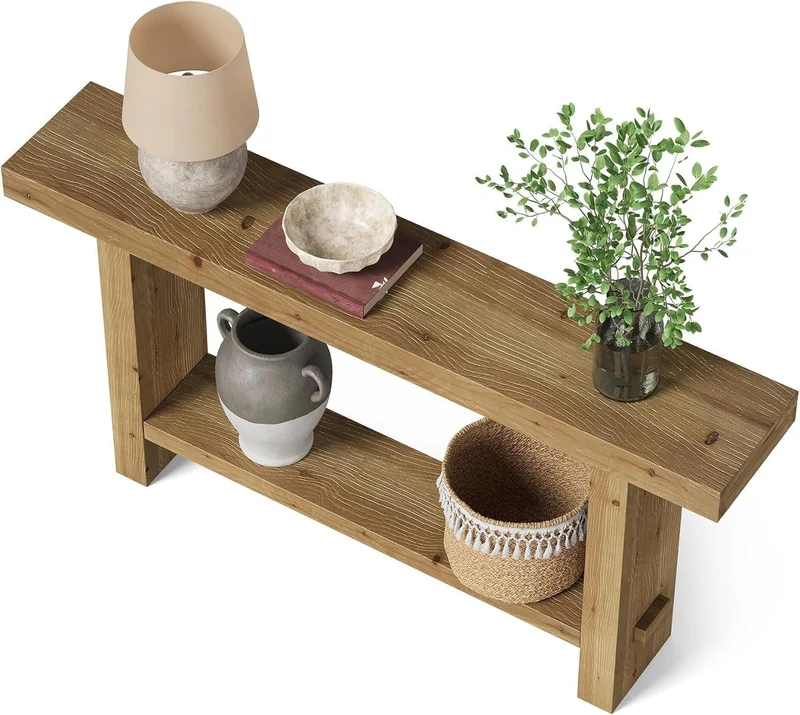 Tribesigns Table console extra longue avec plateau élargi et double base stable pour salon