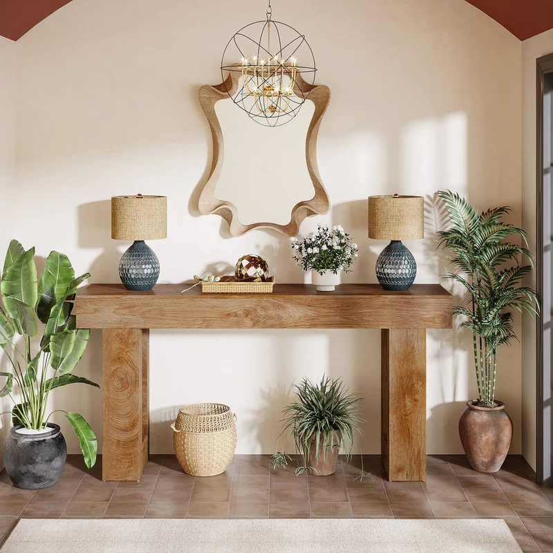 Tribesigns Table console de 160 cm, Table d'entrée de style ferme en bois