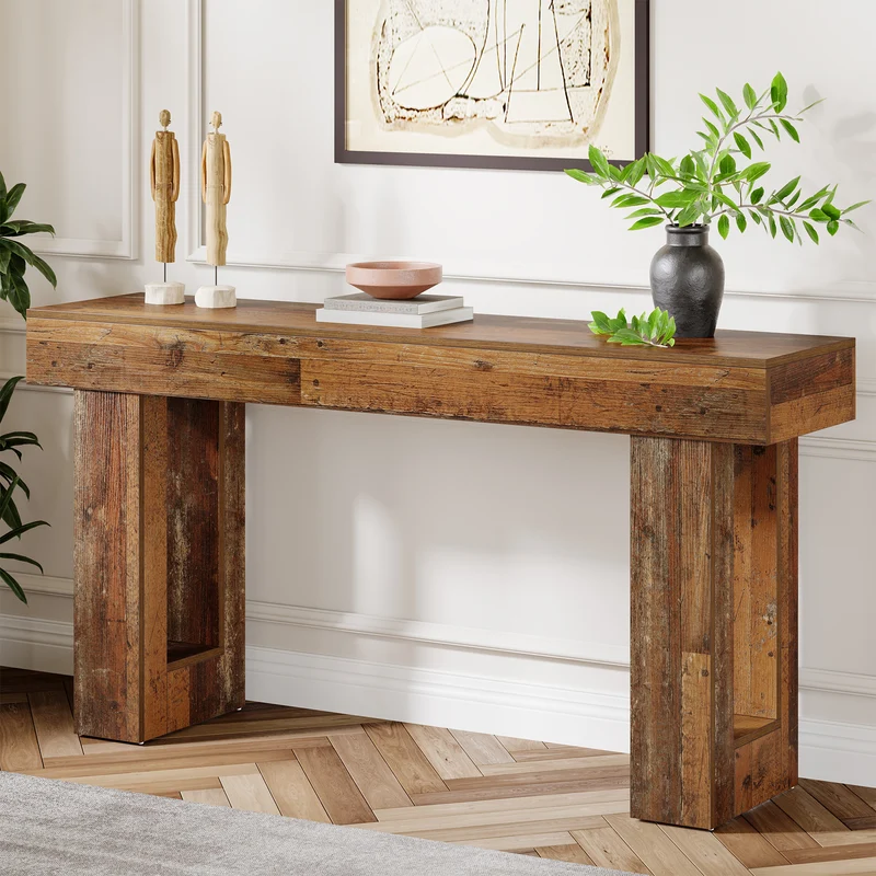 Tribesigns Table console de 160 cm, Table d'entrée de style ferme en bois
