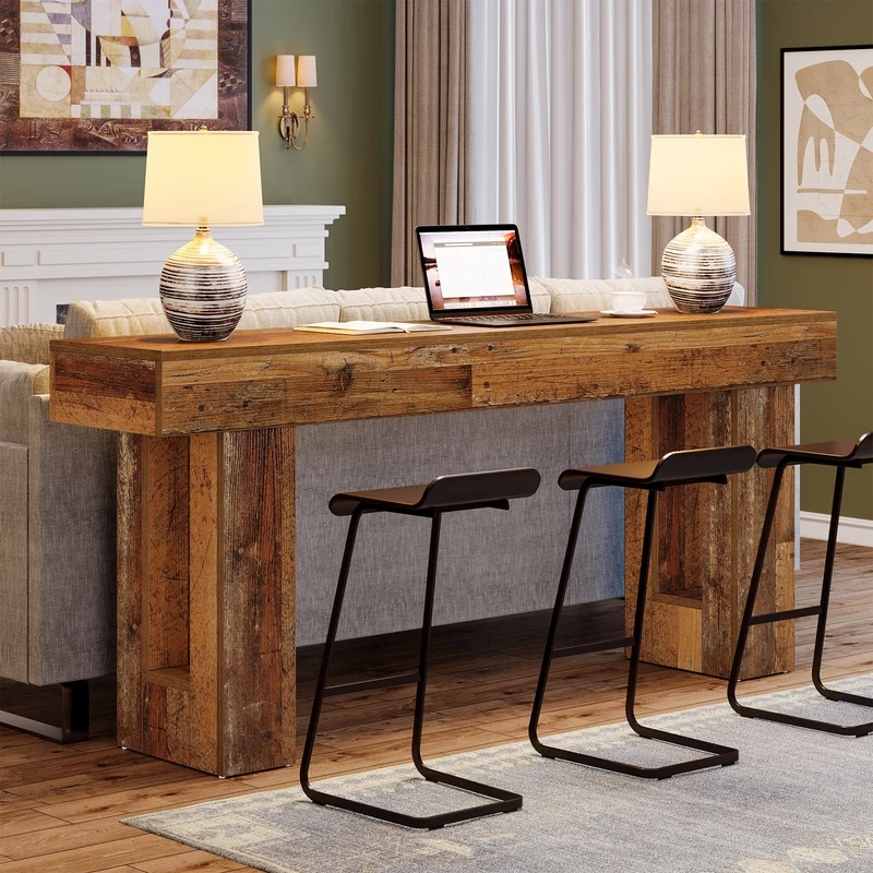 Tribesigns Table console de 160 cm, Table d'entrée de style ferme en bois