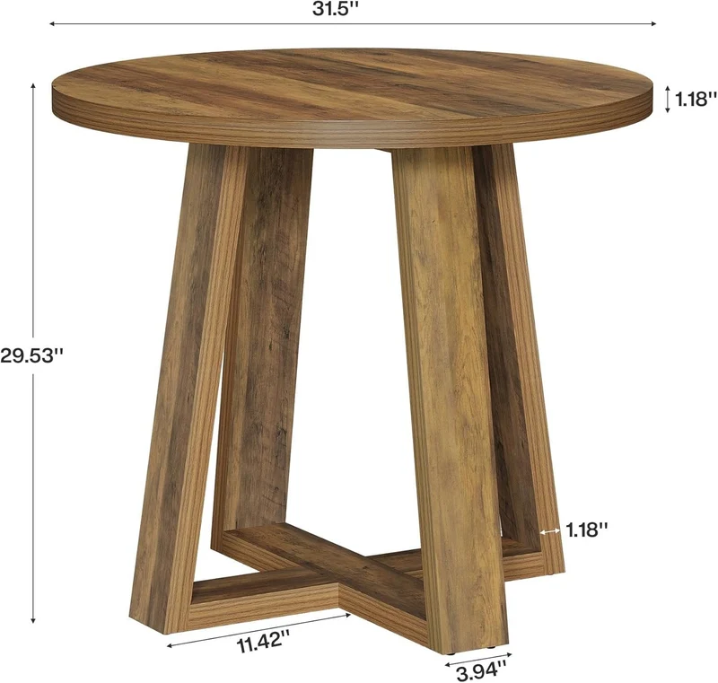 Tribesigns Table de conférence ronde de 80 cm, Bureau de style maison de campagne pour 2 à 4 personnes