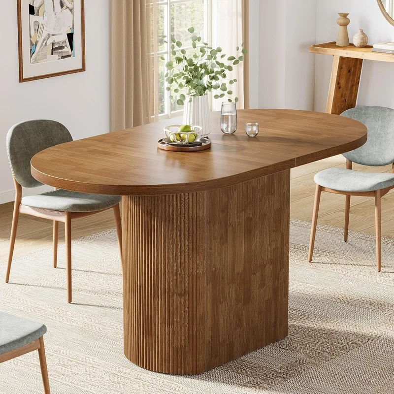 Tribesigns Table à manger ovale de 120 cm pour 4 personnes, Table de cuisine rustique de maison de campagne