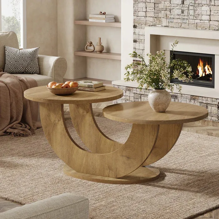 Tribesigns Table basse de 115 cm, Table d'appoint à 2 niveaux avec cadre en U
