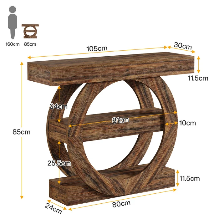 Tribesigns Console de 105 cm, Table d'entrée de canapé à 3 niveaux avec compartiments de rangement