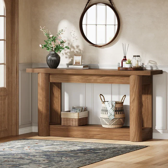 Tribesigns Table console de 160 cm, Table de canapé de ferme à 2 niveaux pour l'entrée