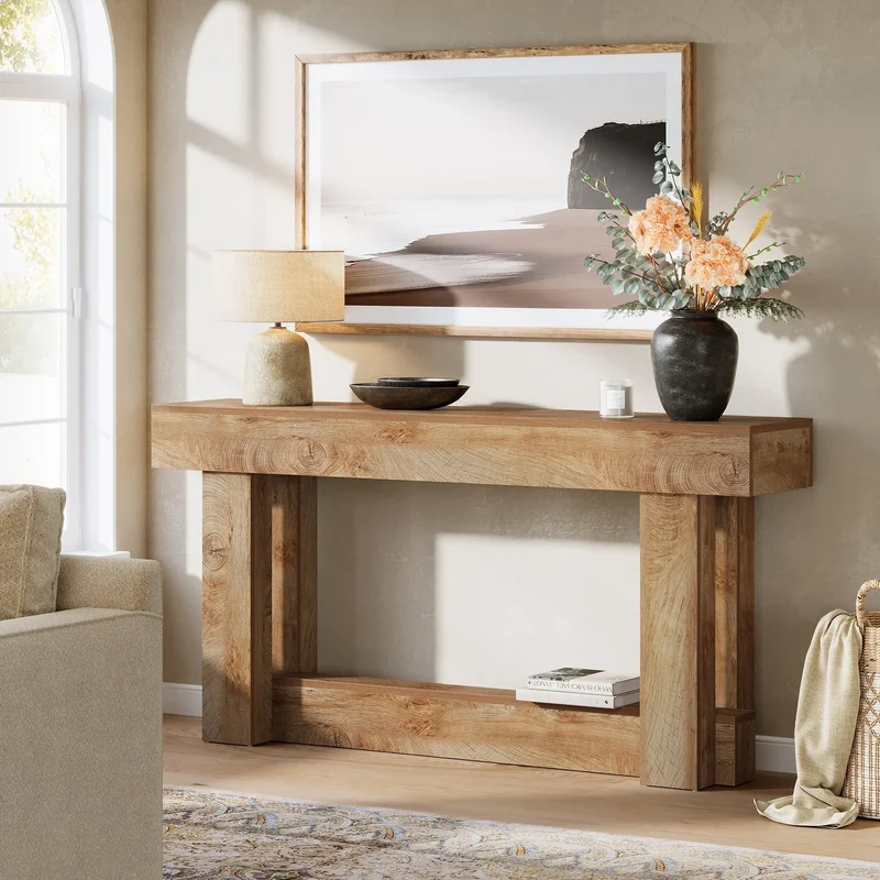 Tribesigns Table console en bois de 160 cm, Table d'entrée de ferme à 2 niveaux