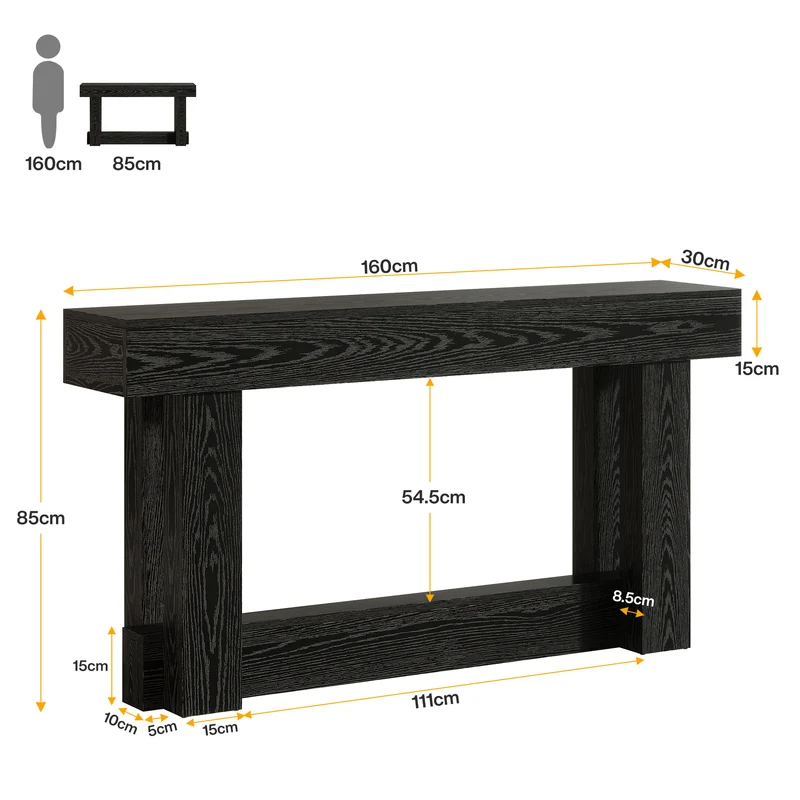 Tribesigns Table console en bois de 160 cm, Table d'entrée de ferme à 2 niveaux