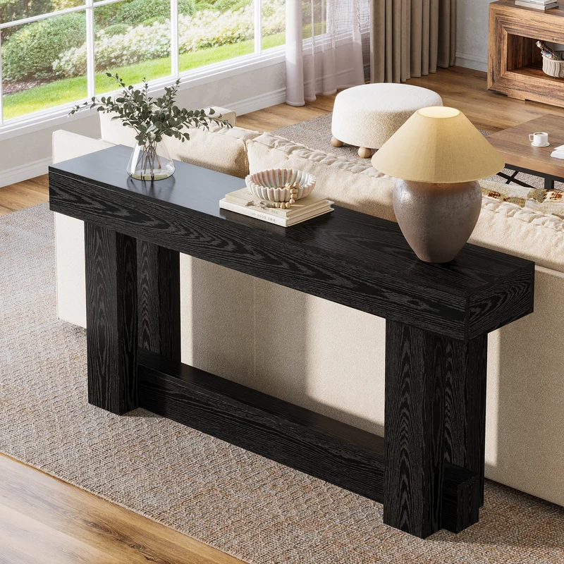 Tribesigns Table console en bois de 160 cm, Table d'entrée de ferme à 2 niveaux