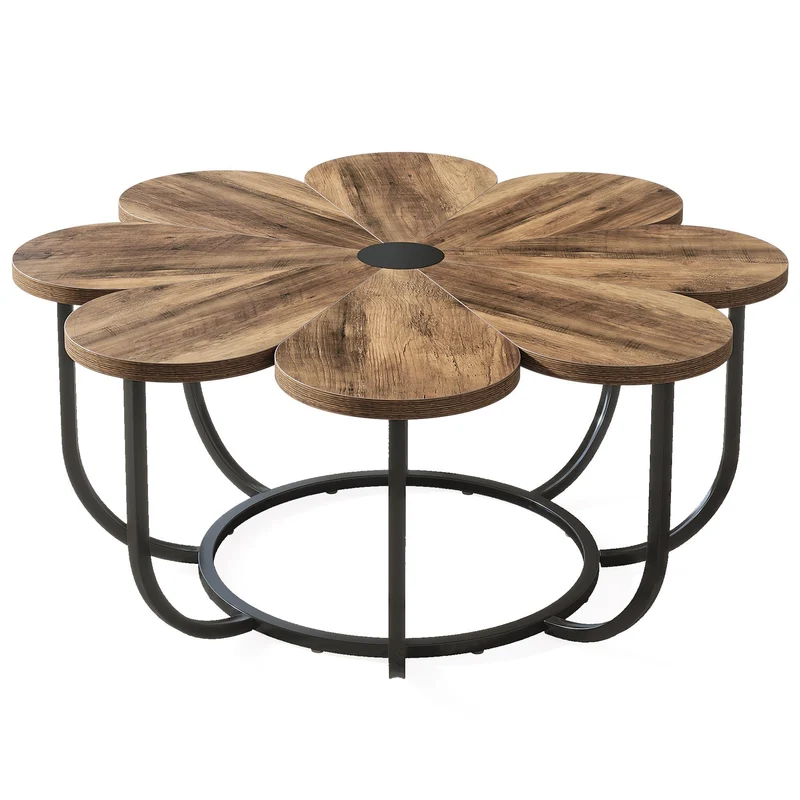 Tribesigns Table basse, Table centrale moderne en forme de fleur