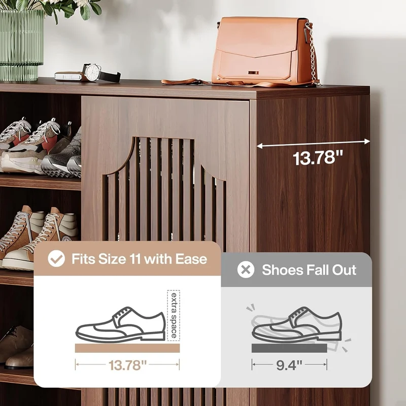 Tribesigns Meuble à Chaussures à 6 Niveaux avec Portes, Organiseur de Chaussures en Bois