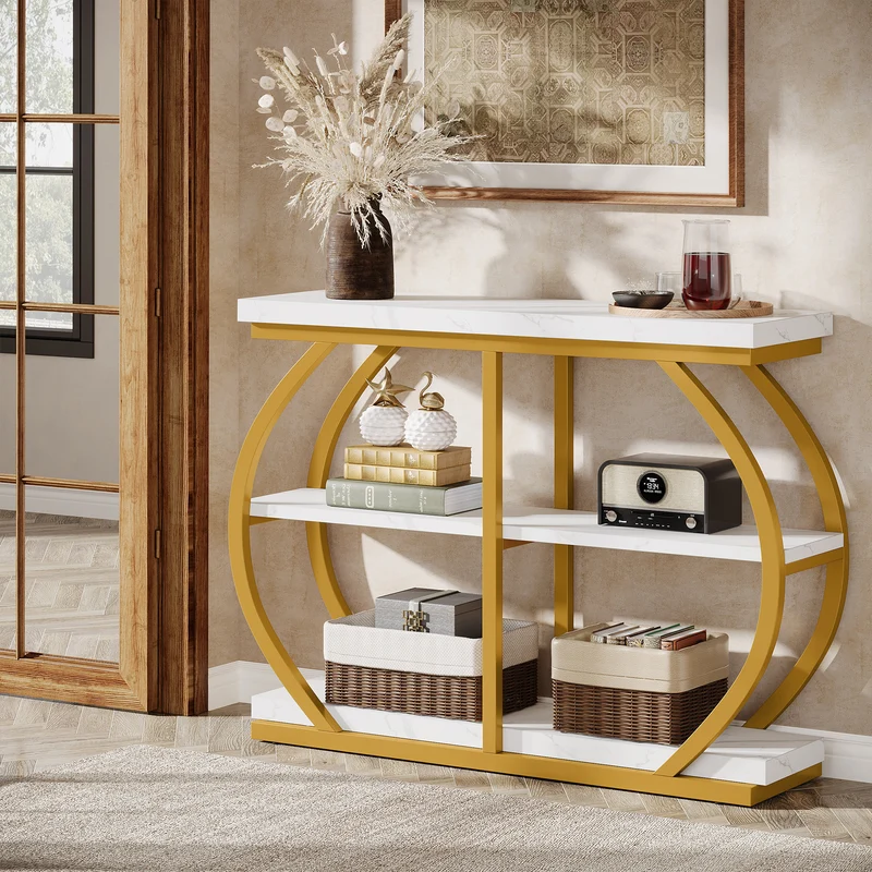 Tribesigns Console de 105 cm, Table d'entrée à 3 niveaux avec cadre en arche