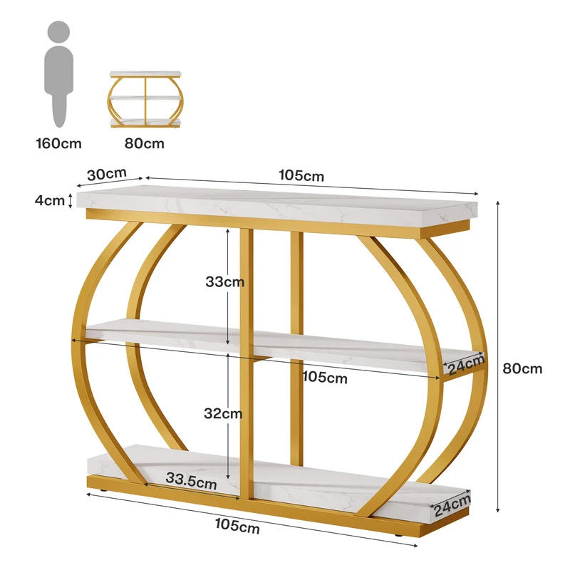 Tribesigns Console de 105 cm, Table d'entrée à 3 niveaux avec cadre en arche