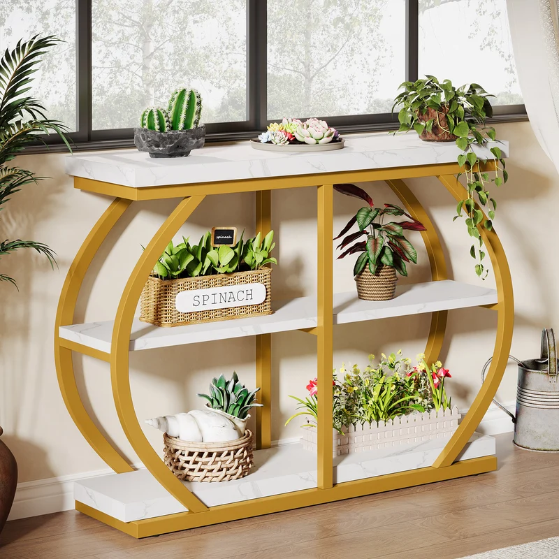 Tribesigns Console de 105 cm, Table d'entrée à 3 niveaux avec cadre en arche