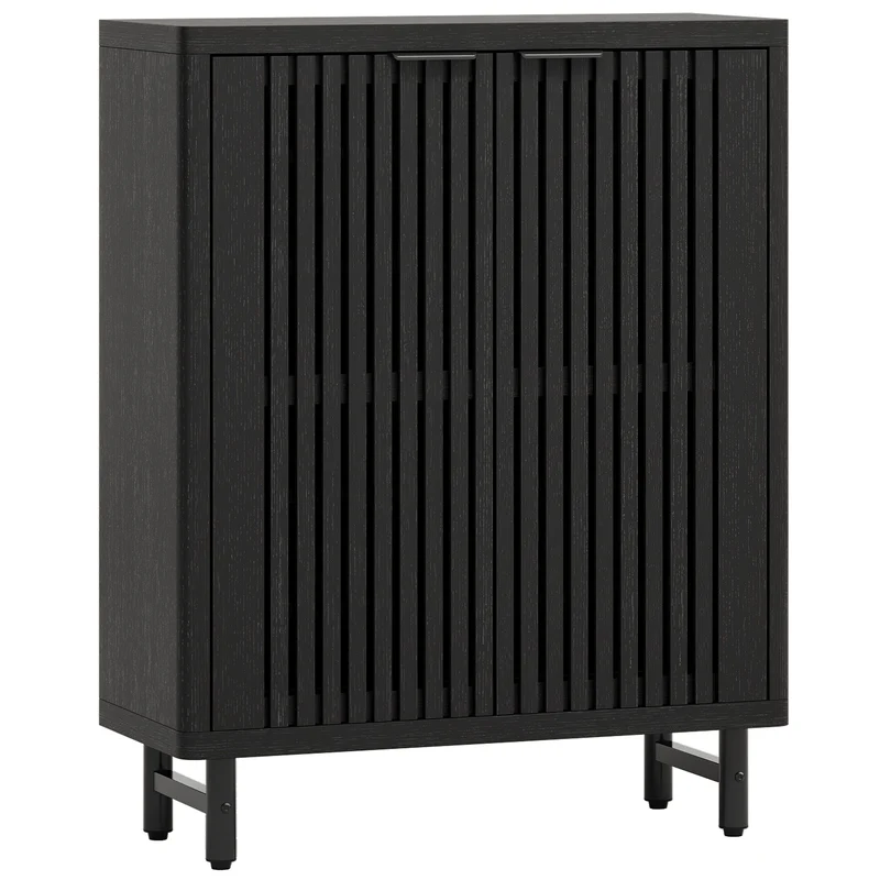 Tribesigns Armoire à Chaussures à 6 Niveaux avec Portes à persiennes, Grande Armoire de Rangement à Chaussures en Bois avec étagères réglables