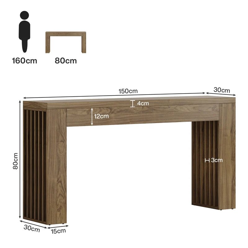 Tribesigns Table Console Longue de 150 cm à Placer derrière Le canapé avec Pieds à Lattes Verticales