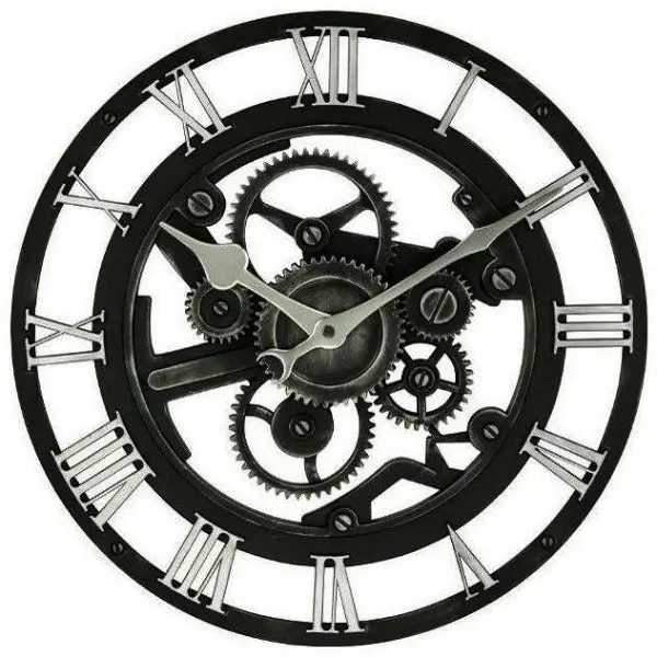 Horloge Industrielle Grise