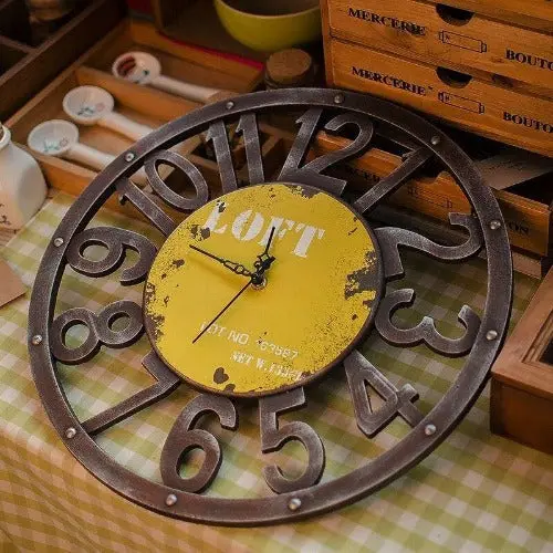 Horloge Industrielle Jaune
