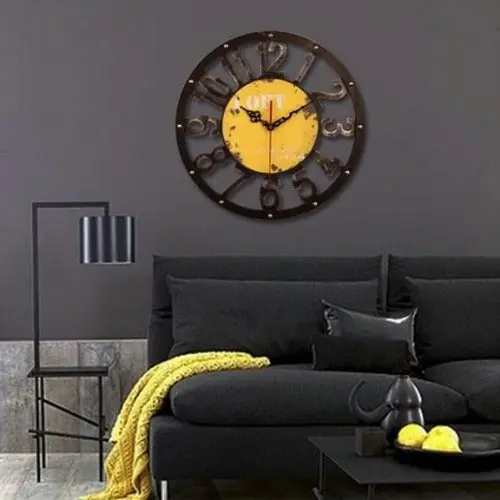 Horloge Industrielle Jaune