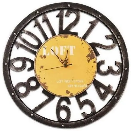 Horloge Industrielle Jaune