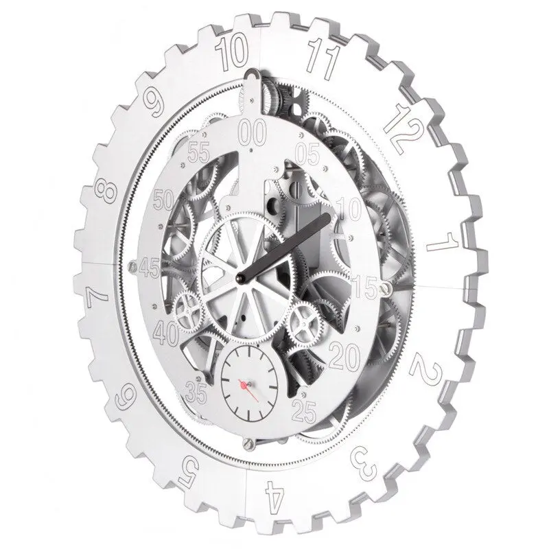 Horloge Industrielle Mécanique Argent