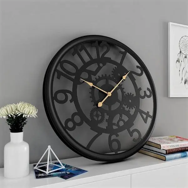 Horloge Industrielle Noire