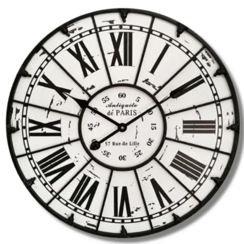 Horloge Industrielle Noire Et Blanche