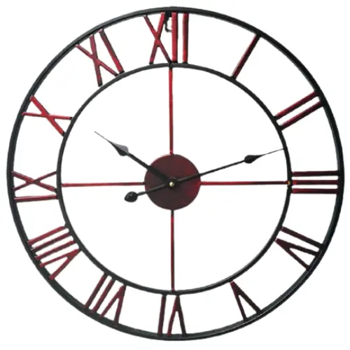 Horloge Industrielle Rouge