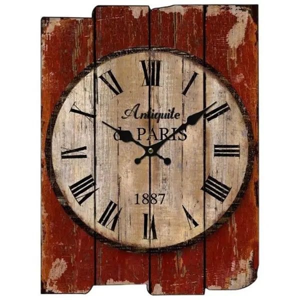Horloge Rectangulaire Industrielle En Bois