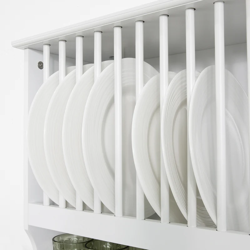 SoBuy KCR04-W Porte-Assiettes Murale d'assiettes Mural, avec 1 étagère
