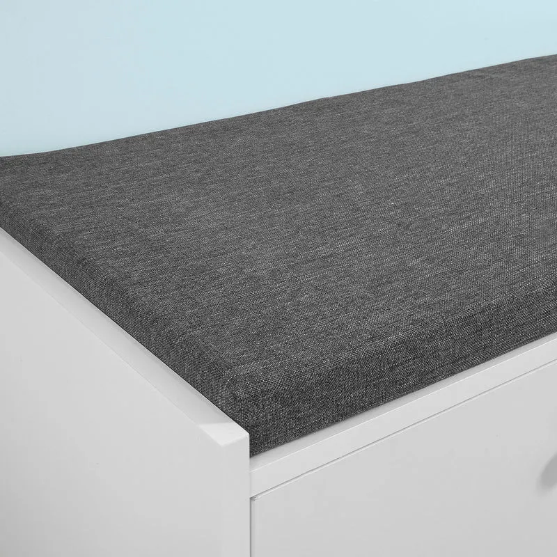 SoBuy FSR56-W Banc à Chaussures avec Coussin Rembourré et 3 Tiroirs pour Entrée Couloir – 100x40x49 cm, Blanc