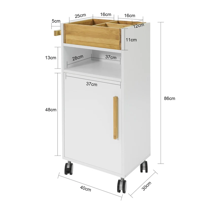 SoBuy BZR32-W Meuble de Rangement Roulant Chariot de Stockage Cuisine