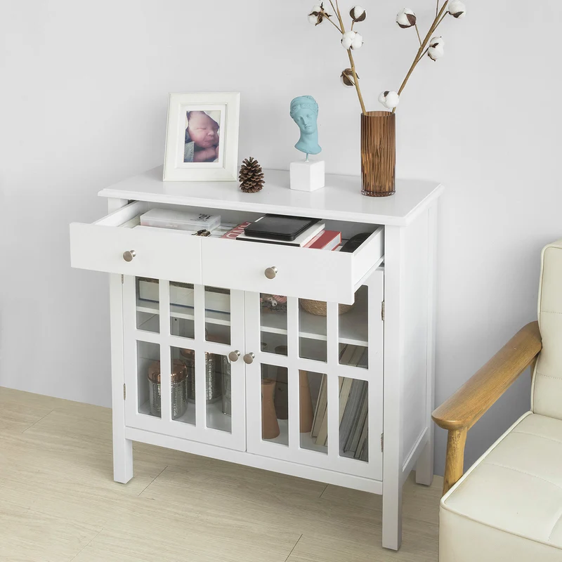 SoBuy FSB23-W Buffet Commode Meuble de Rangement Armoire de Rangement pour Salon, Chambre, Couloir, Cuisine