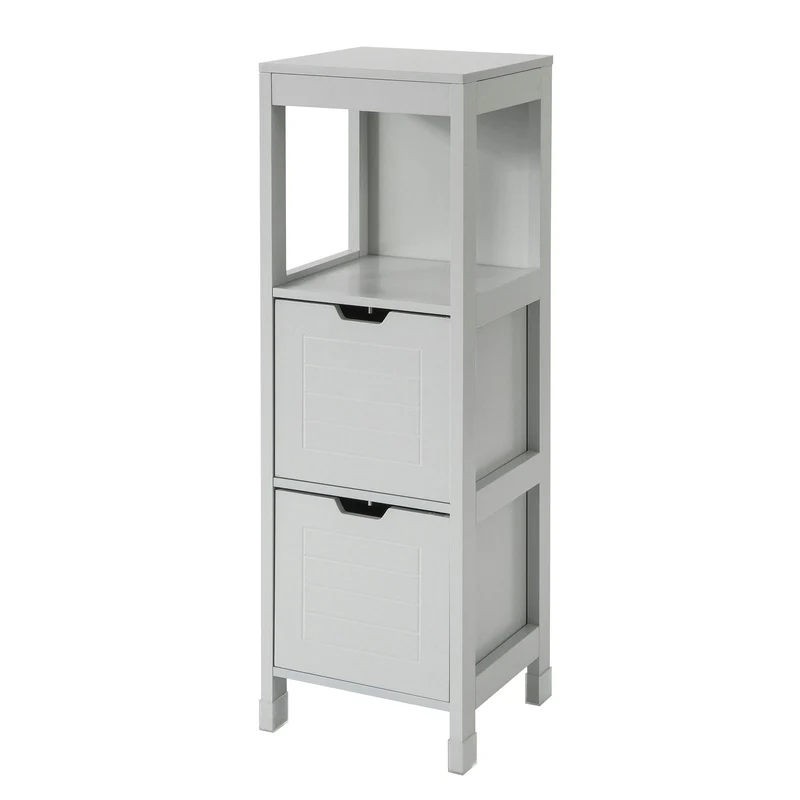 sebuyfr.comG127-HG Meuble Demi-Colonne Meuble Bas de Salle de Bain Armoire Toilette-Gris Clair