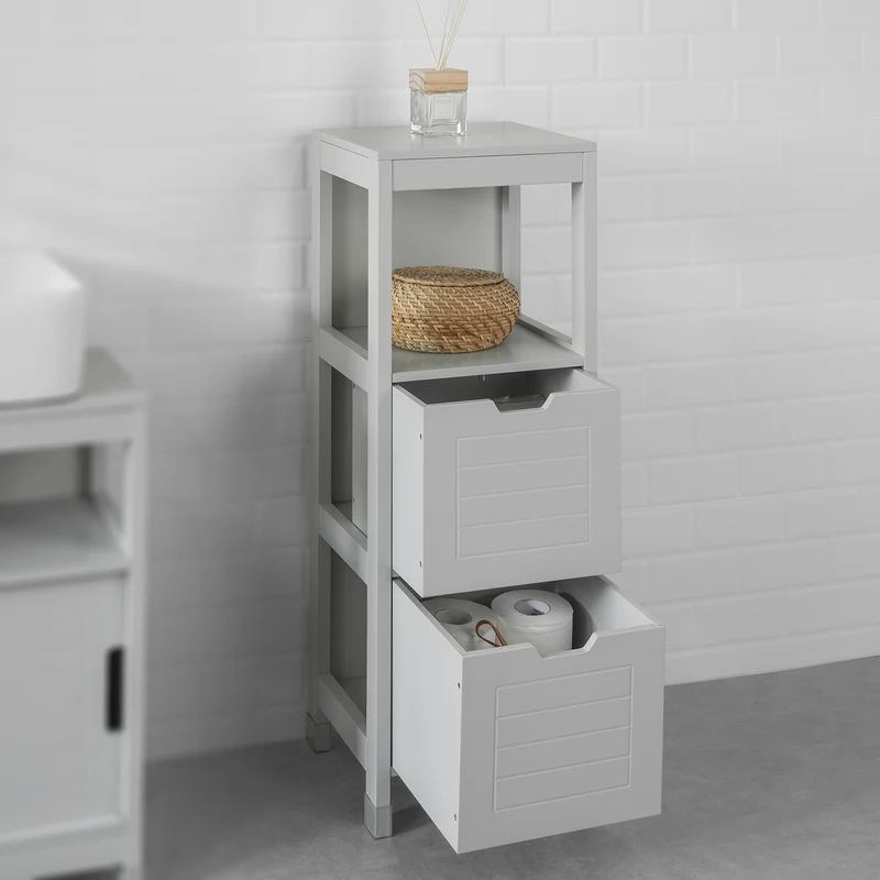 sebuyfr.comG127-HG Meuble Demi-Colonne Meuble Bas de Salle de Bain Armoire Toilette-Gris Clair