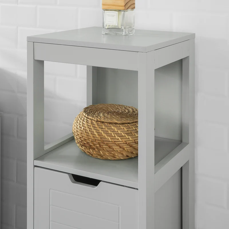 sebuyfr.comG127-HG Meuble Demi-Colonne Meuble Bas de Salle de Bain Armoire Toilette-Gris Clair