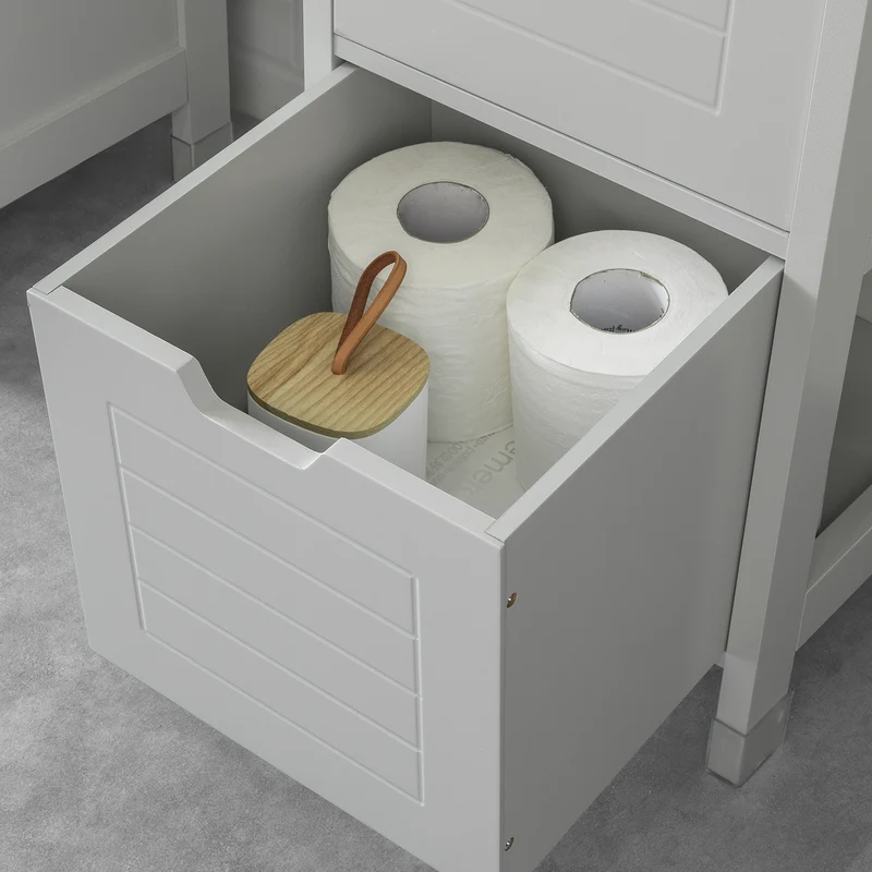 sebuyfr.comG127-HG Meuble Demi-Colonne Meuble Bas de Salle de Bain Armoire Toilette-Gris Clair