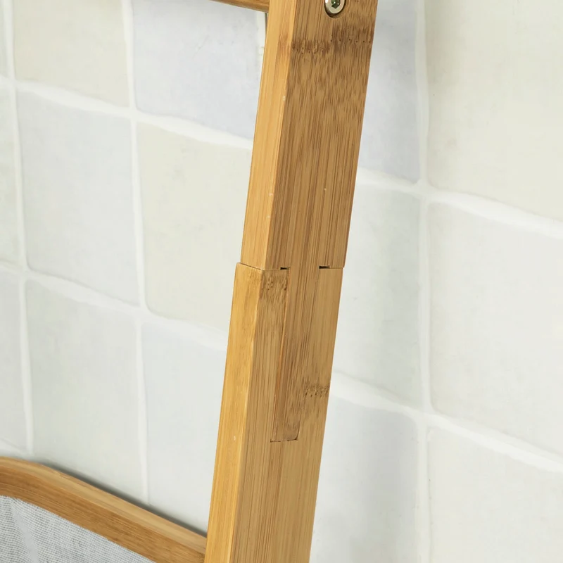 sebuyfr.comG263-N Échelle Porte-Serviettes Support pour Serviettes sans Perçage avec 1 Panier à Linge Amovible et 3 Barres