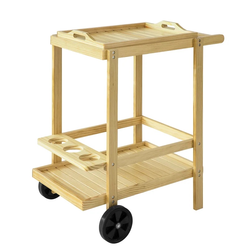SoBuy FKW95-N Chariot de Service à roulettes Chariot de Cuisine en Bois Table roulante de Rangement