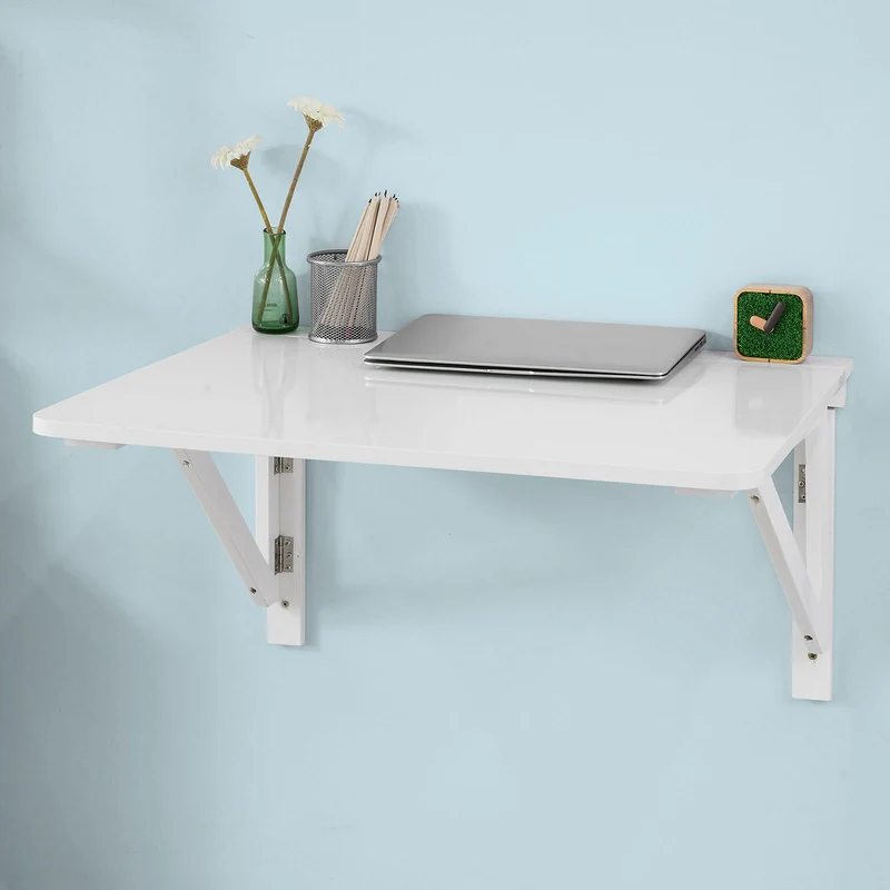 SoBuy FWT05-W Bureau Table de Cuisine Table Murale Rabattable en Bois 75×60cm, Blanc