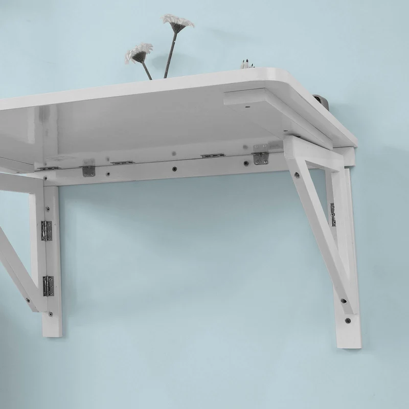 SoBuy FWT05-W Bureau Table de Cuisine Table Murale Rabattable en Bois 75×60cm, Blanc