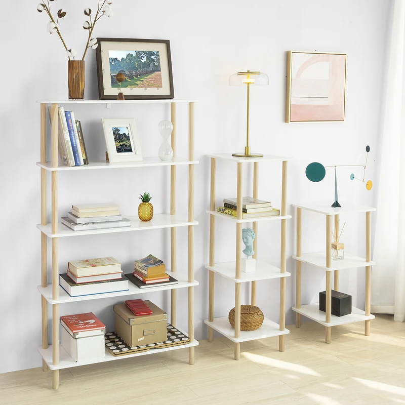 SoBuy STR04-WN Étagère de rangement Bibliothèque Étagère avec 5 tablettes Étagère de cuisine