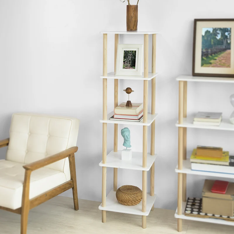 SoBuy STR04-K-WN Étagère de rangement Bibliothèque Étagère avec 5 tablettes Étagère de cuisine